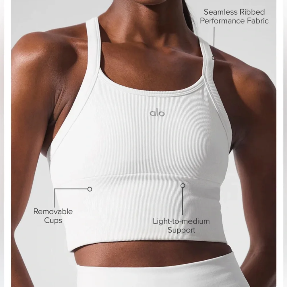 Alo Yoga chestnut seamless ribbed tank racerback pullover fitness crop m l - Picture 2 of 4